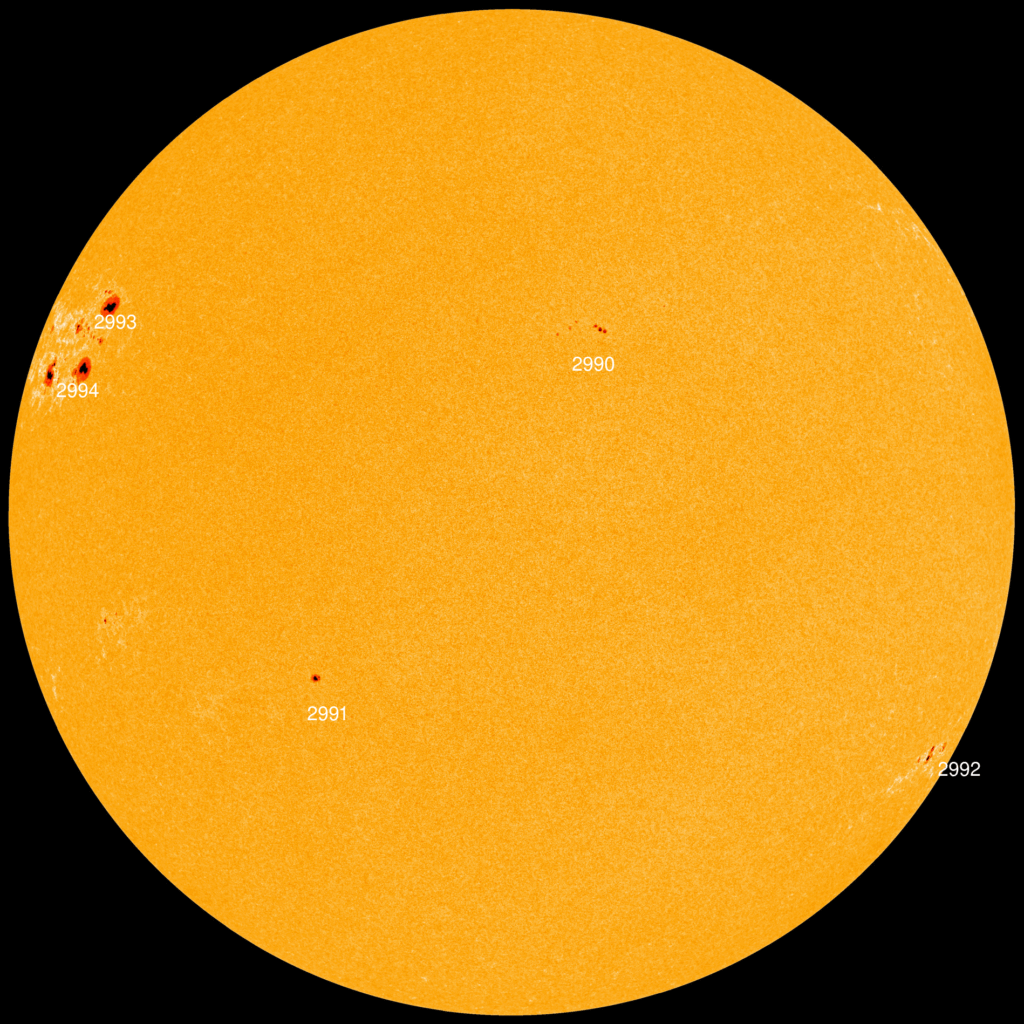 An unstable region of sunspots (top left) which is emitting the CME